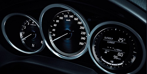 หน้าปัดทรงสปอร์ต และเข็มบนมาตรวัดสีเงินแบบสปอร์ต Mazda CX-5