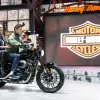 4_Event emcee June, Sawittree Rojanapruek on the Harley-Davidson Roadster-001