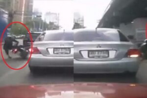 กรรมตามสนอง!! ขับรถย้อนศร แถมถีบรถคนอื่น หงายเงิบเลยครับ