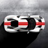GT Configurator: frozen white Ford GT race red stripe overhead