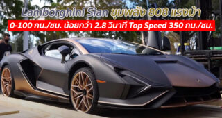 Lamborghini Sian ขุมพลัง 808 แรงม้า 0-100 กม./ชม. น้อยกว่า 2.8 วินาที Top Speed 350 กม./ชม.