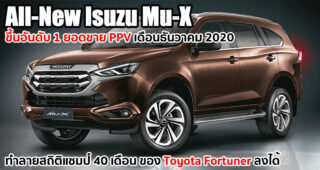 สรุปยอดขาย PPV เดือนธันวาคม 2020 Isuzu Mu-X ขึ้นอันดับ 1 โค่นแชมป์เก่า Toyota Fortuner ลงได้