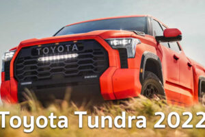 Toyota Tundra 2022 ในชุดตัวถังสีแดง ก่อนงานเปิดตัวในอีกไม่กี่ชั่วโมงข้างหน้านี้