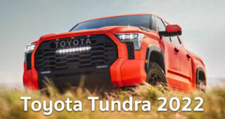 Toyota Tundra 2022 ในชุดตัวถังสีแดง ก่อนงานเปิดตัวในอีกไม่กี่ชั่วโมงข้างหน้านี้