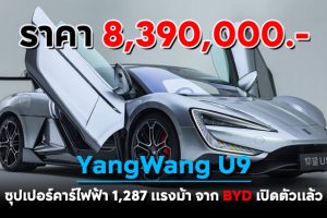 YangWang U9 ซุปเปอร์คาร์ไฟฟ้า 1,287 แรงม้า จาก BYD เปิดตัวแล้ว! ราคา 8,390,000.-