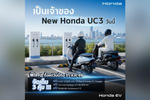 Honda จัดโปรแรง! ซื้อ New Honda UC3 วันนี้ ฟรีดูแลรถ-ชาร์จไฟ-ช่วยเหลือฉุกเฉินนาน 3 ปี